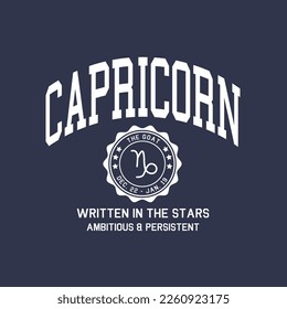 Capricorn Varsity Horoscope Zodiac Sign Graphic