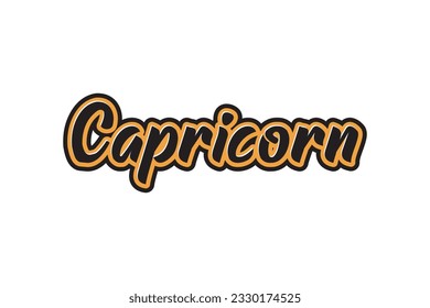 Capricorn. Vector hand drawn lettering. Isolated on white background.