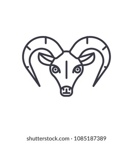 capricorn vector line icon, sign, illustration on background, editable strokes