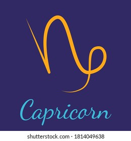 Capricorn vector zodiac icon. Astrological signs with name. Graphic element for print designs - calendar, poster, sky map, sticker 