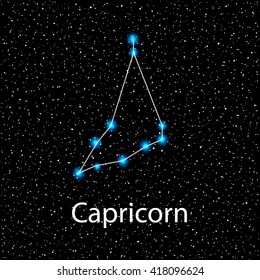 Capricorn vector Zodiac sign  bright stars 