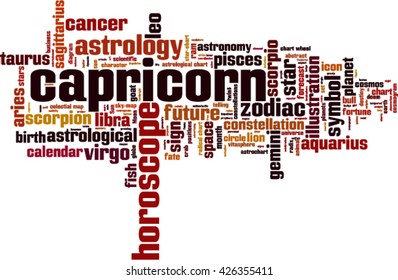 Capricorn word cloud concept. Vector illustration