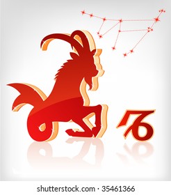 capricorn zodiac astrology icon for horoscope - vector illustration