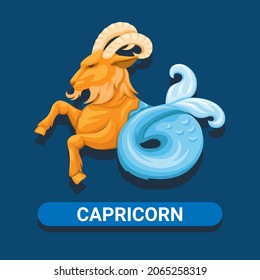 Capricorn Zodiac Astrology Sea Goat Animal Mascot Illustration Vector