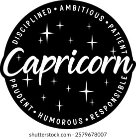 capricorn zodiac astrology star sign graphic design quote