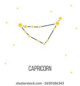 capricorn zodiac constellation sign, astrology vector symbol on white background