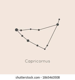 Capricorn Zodiac Constellation in Trendy Minimal Linear Style. Vector Horoscope Symbol and Sign.