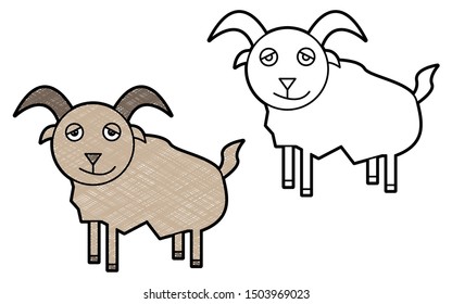 Capricorn zodiac design vector with texture. black and white colors
