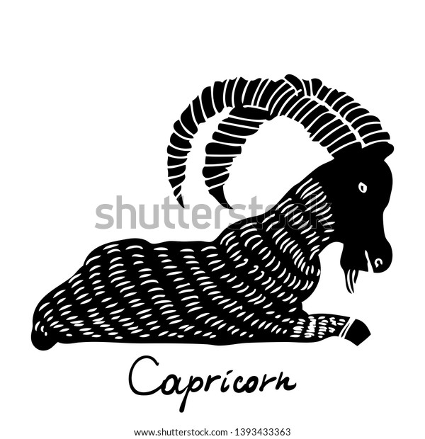 Capricorn Zodiac Hand Drawing Sign Horoscope Stock Vector (Royalty Free ...