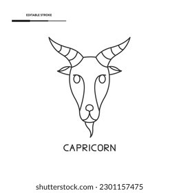 Capricorn Zodiac Icon Vector Design.