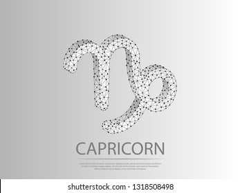 Capricorn Zodiac low poly abstract illustration consisting of points, lines, and shapes in the form of planets, stars and the universe. Origami Vector digit wireframe concept.