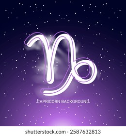 Capricorn zodiac. Night sky background. Vector illustration