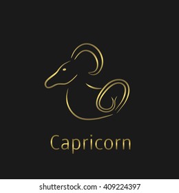 Capricorn Zodiac sign. Capricorn abstract symbol. Capricorn golden icon