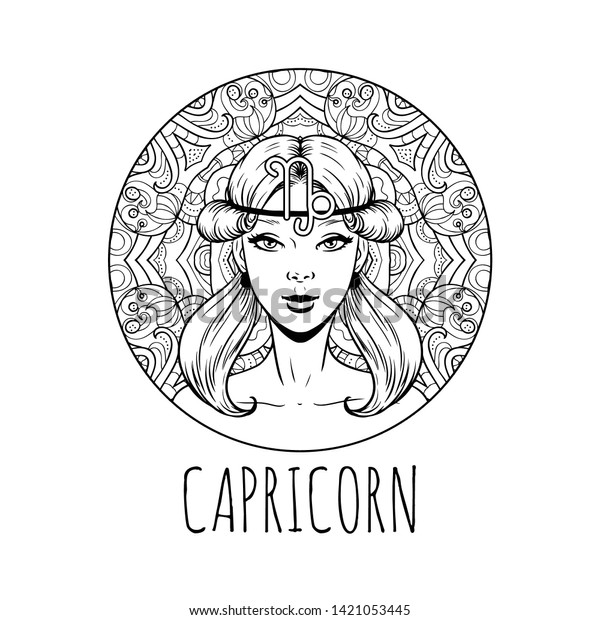 Download Capricorn Zodiac Sign Artwork Adult Coloring Stock Vector Royalty Free 1421053445