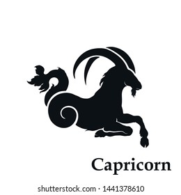 Capricorn zodiac sign astrological symbol. horoscope icon. isolated image in simple black and white style