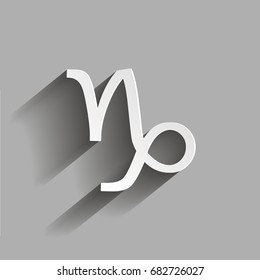 Capricorn zodiac sign. Astrological symbol icon with shadow