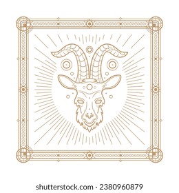 Capricorn zodiac sign and astrology symbol, element. Modern outline vector illustration. White background