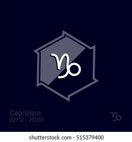 Capricorn zodiac sign. Astrology symbol vector illustration.