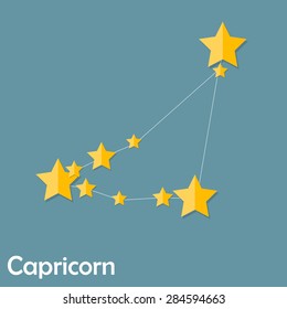 Capricorn Zodiac Sign of the Beautiful Bright Stars Vector Illustration EPS10