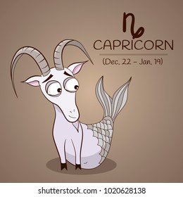 Capricorn zodiac sign, cartoon character for horoscope design in vector EPS10