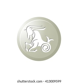 Capricorn zodiac sign in circle vector illustration