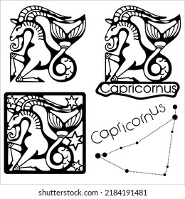 Capricorn Zodiac sign. constellation with pattern stars simple simbol