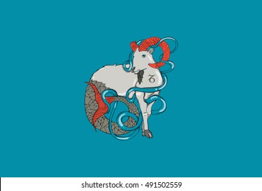 Capricorn Zodiac Sign.
detailed Vector Illustration