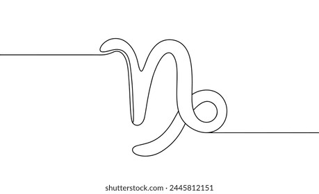 Capricorn zodiac sign drawn with a line. Astrology icon on white background. Vector illustration.