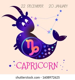 Capricorn zodiac sign, horoscope, Capricorn constellation, vector illustration eps 10