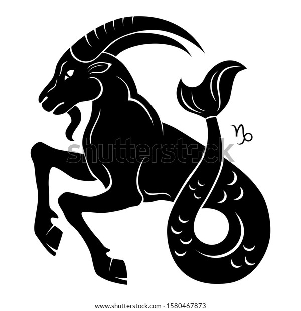 Capricorn Zodiac Sign Horoscope Silhouette Isolated Stock Vector ...