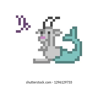 Capricorn Zodiac sign icon, 8 bit pixel art  goat with a fish tail isolated on white background. Astrological symbol. Esoteric science logo. Horoscope emblem.