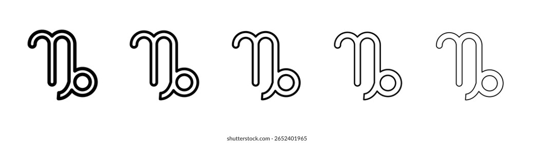 Capricorn zodiac sign icon black and white vector sign
