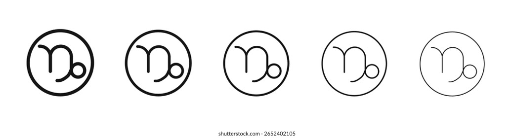 Capricorn zodiac sign icon black and white vector sign