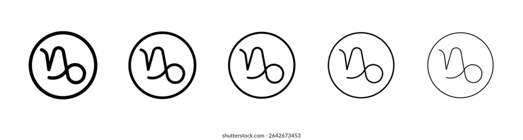 capricorn zodiac sign icon isolated vector on white background set