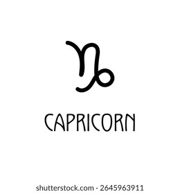 Ícone do signo do zodíaco de Capricórnio, design astrológico mínimo
