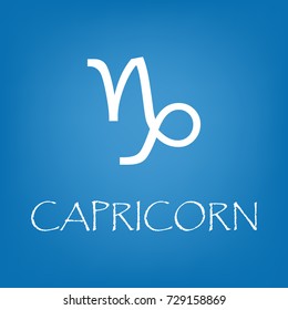 Capricorn zodiac sign icon. Vector simple illustration of Capricorn zodiac sign icon on blue background for any web design