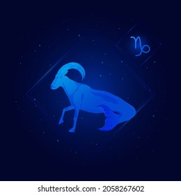 íconos de signos de zodiaco de capricornio, capricornio de Zodiac con fondo de estrellas de galaxia, horoscopio de astrología con signos