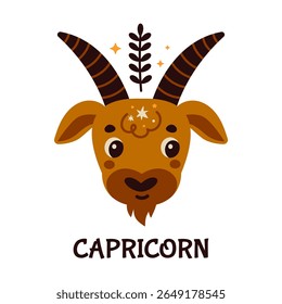 Capricorn Zodiac Sign Illustration With Goat
