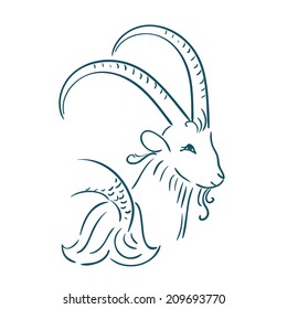 Capricorn zodiac sign. Isolated on white background. Vector Illustration