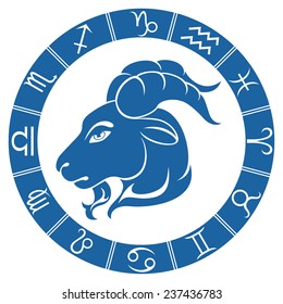 Capricorn zodiac sign. Isolated on white background. Vector Illustration 