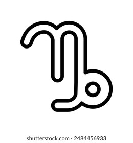 Capricorn zodiac sign linear logo mark in black and white