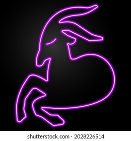 Capricorn zodiac sign neon, modern glowing banner design, colorful trend of modern design on black background. Vector illustration.