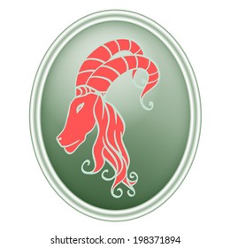 Capricorn zodiac sign in oval frame.Vector Illustration