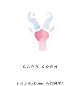 Capricorn zodiac sign, part of zodiacal system watercolor vector illustration isolated on a white background