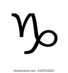 Símbolo del signo del zodiaco de Capricornio en diseño negro simple.