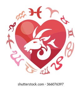 Capricorn zodiac sign, vector illustration