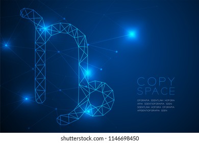 Capricorn Zodiac sign wireframe Polygon frame structure, Fortune teller concept design illustration isolated on blue gradient background with copy space, vector eps 10