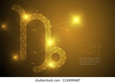 Capricorn Zodiac sign wireframe Polygon frame structure, Fortune teller concept design illustration isolated on gold gradient background with copy space, vector eps 10