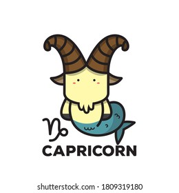 Capricorn zodiac signs with kawaii style, doodle art, zodiac signs collection