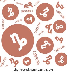 Capricorn zodiac signs seamless pattern. Astrological calendar background. Zodiacal color vector horoscope